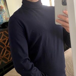$800 Bally Mens Navy Wool Turtleneck Sweater